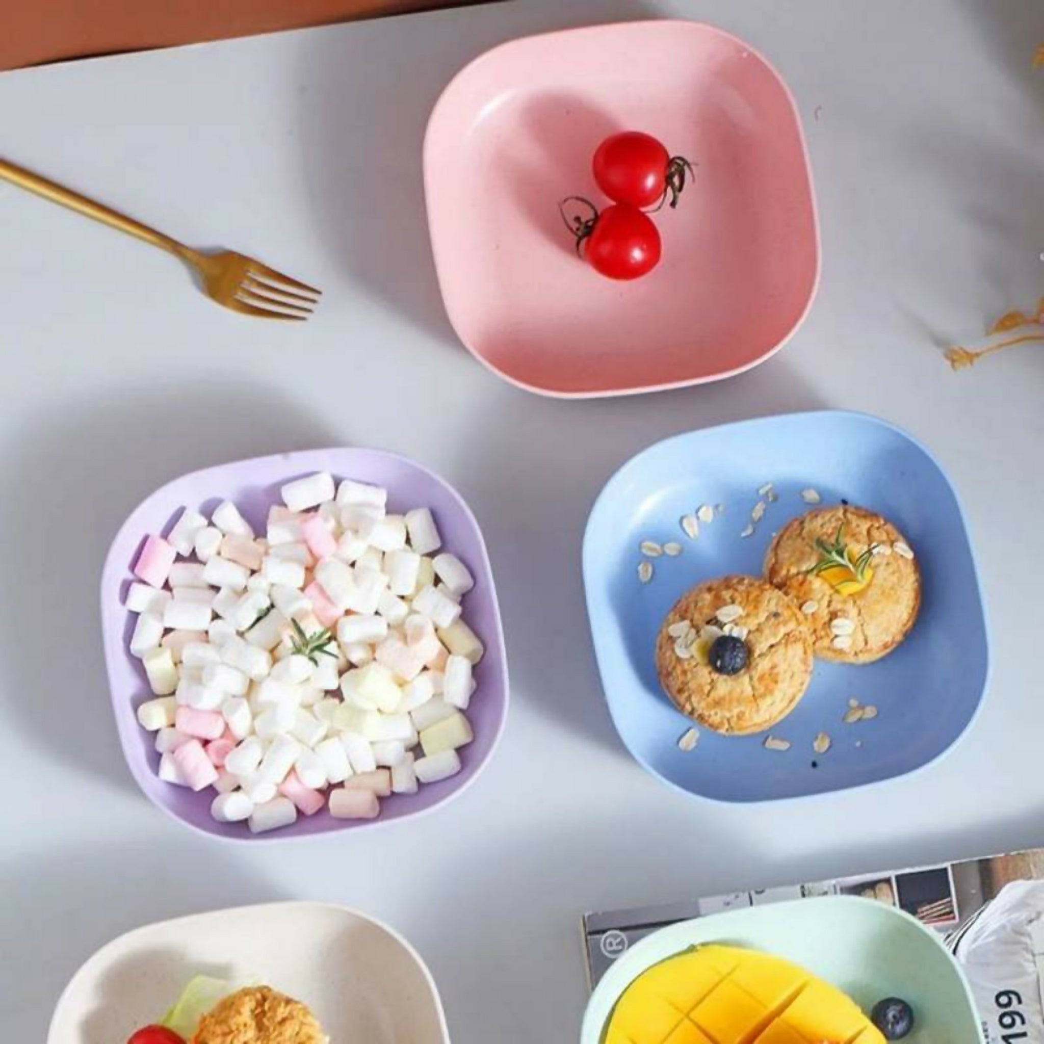 Pack of 10 Durable Plastic Plates – Reusable Dining & Serving Plates Set | Kitchen Tableware | Random Color