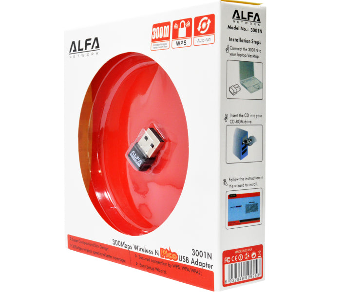 WiFi Adapter. 300Mbps Wireless LAN Card for Computer