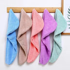 Microfiber Hair Drying Towel Cap Quick Absorb With Button Loop