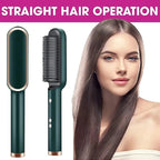 2-in-1 Hair Straightening Brush – Electric Styling Comb for Girls