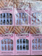 Multicolor 12 Pcs Stylish Artificial Nails Set For Fashionable Look And Easy Application (Random Design)