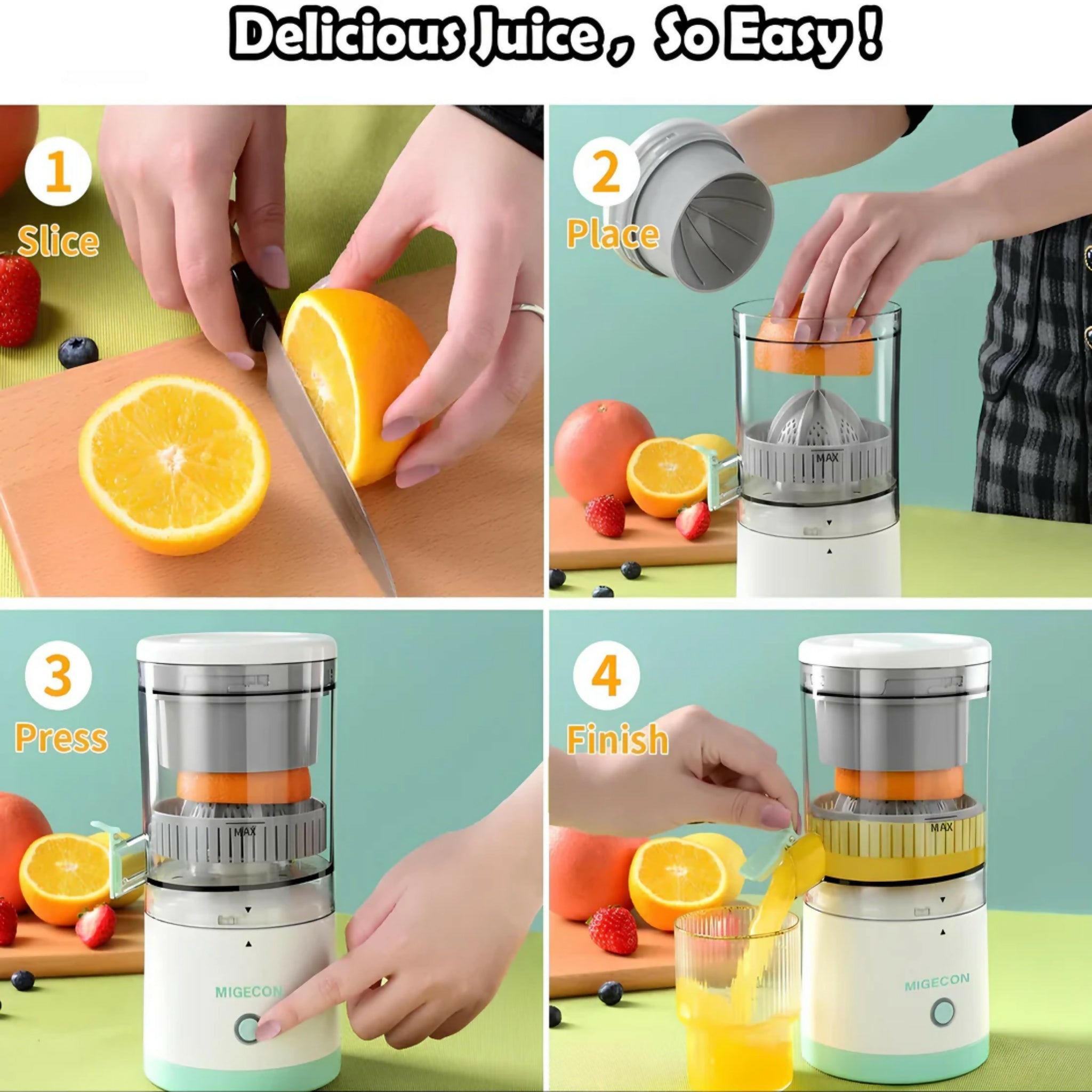 Portable USB Rechargeable Citrus Juicer – Automatic Wireless Orange & Lemon Juicer
