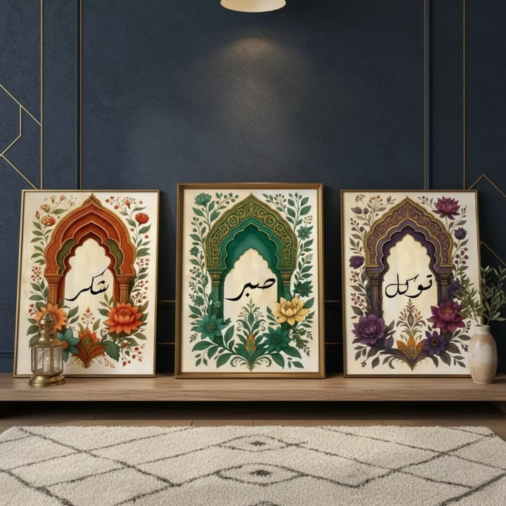 Tawakkul, Sabar, Shukar Wooden Sticky Wall Art