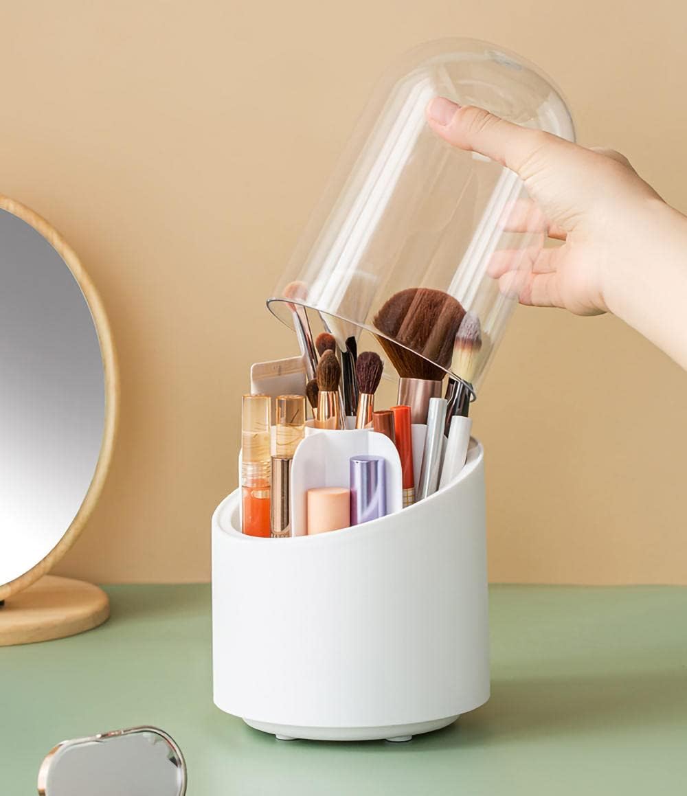 Makeup Brush Holder Organizer with Dustproof Lid & Travel Case