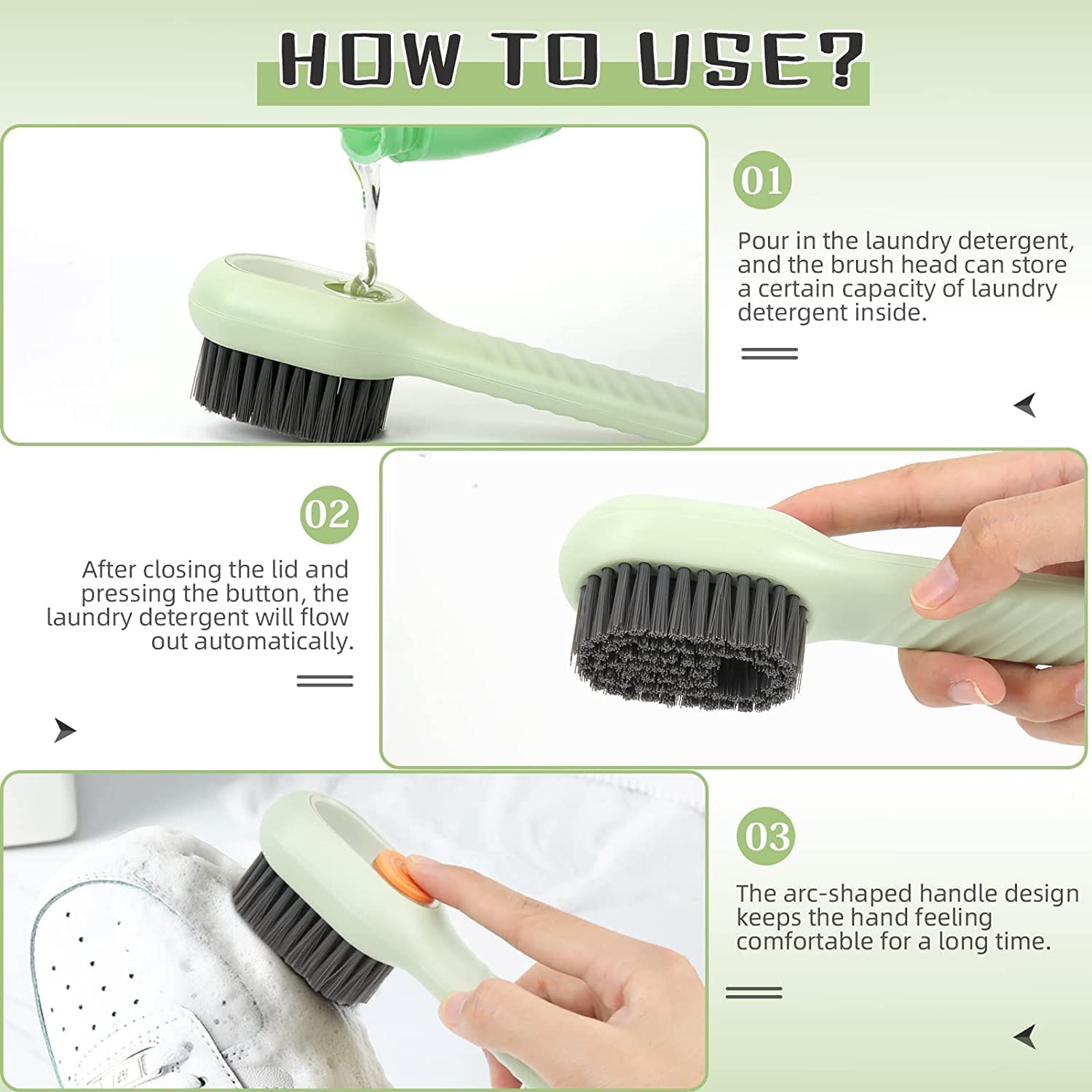 Multifunctional Liquid Dispensing Cleaning Brush Ergonomic Long Handle