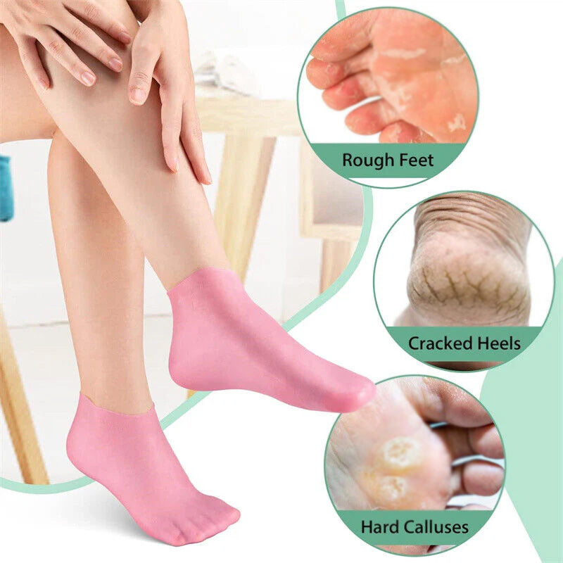 Reusable Silicone Gel Spa Socks, Moisture Lock & Heel Repair