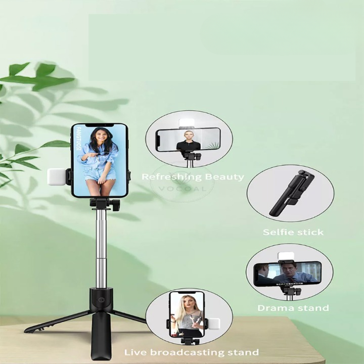 Selfie Stick,LED Light Wireless Bluetooth Foldable Mini Tripod