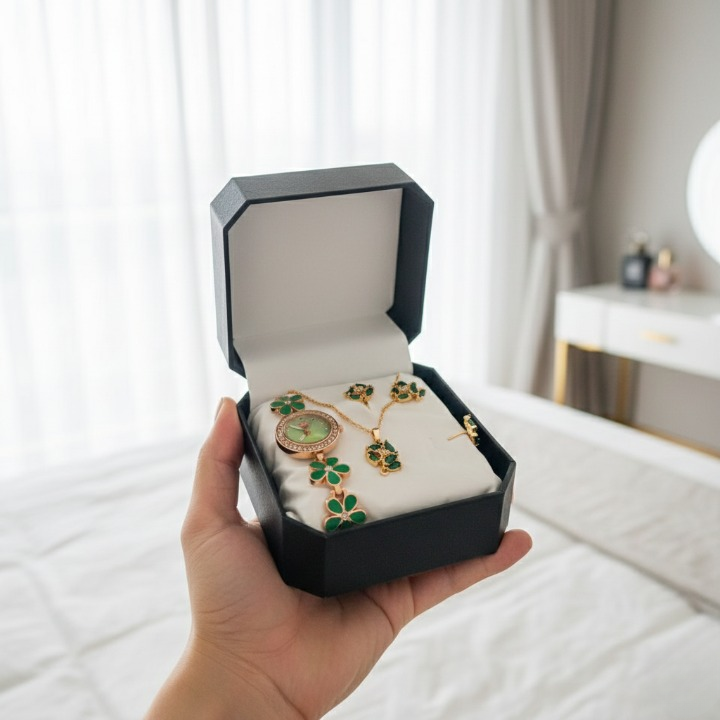 Ladies Jewellery And Bangle With Watch Elegant Fashion Style for Women