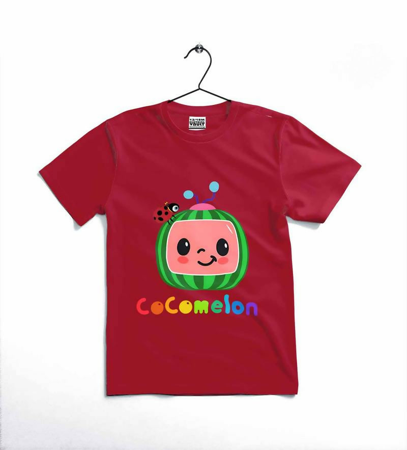 COCOMELON Printed T-Shirt | Cotton Jersey | Kids Casual Wear | Comfortable & Stylish |12-18 Months/Black