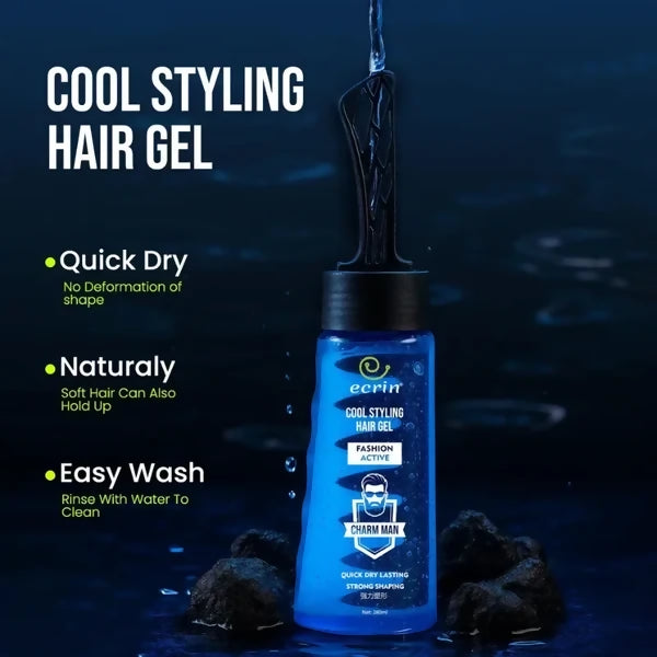 ECRIN Cool Styling Hair Gel 280ml with Active Collagen Strong Hold & Cool Fresh Effect