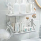 Multifunctional Self Adhesive Creative Character Shelves Bathroom Wall Mounted Shelf | Storage Rack for Bathroom, Kitchen & Room – 1 Pc (White)