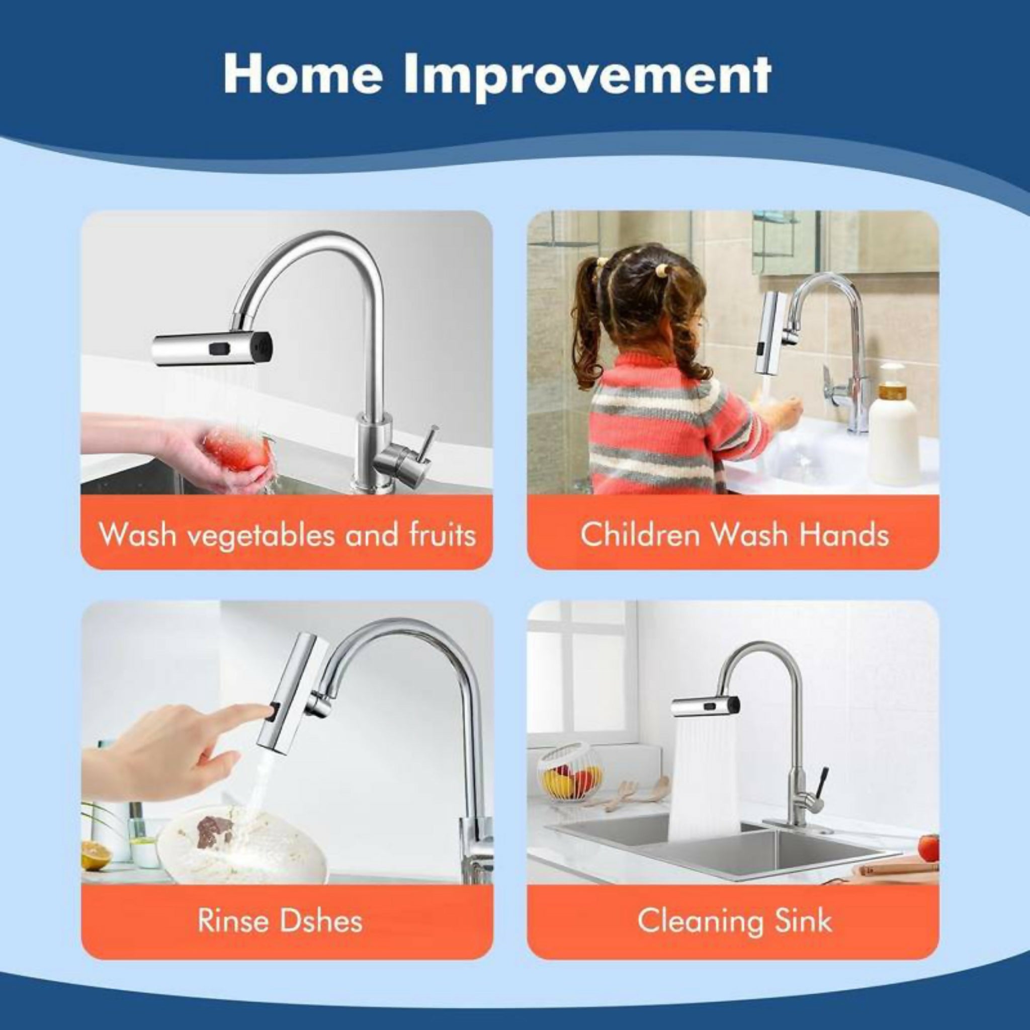 Multifunctional Kitchen Sink Waterfall Faucet – 4-Mode Splash-Proof Tap Extender
