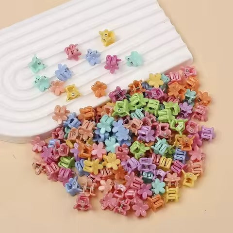 100 PCS Mini Flower Hair Claw Clips Colorful Cute Set for Kids