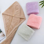 Microfiber Hair Drying Towel Cap Quick Absorb With Button Loop