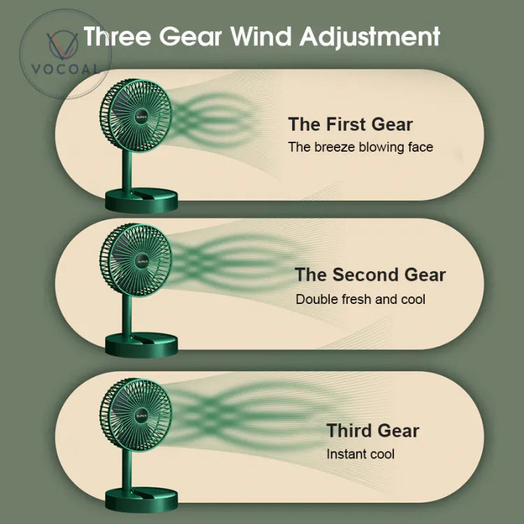 Fan, Portable USB Rechargeable Folding, Telescopic Desktop Table