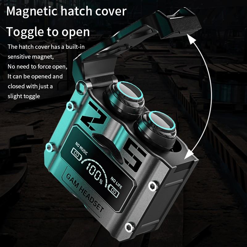 M25 Gaming Headset, Bluetooth 5.3 Low Latency Earbuds with LED Display Case