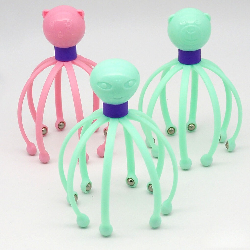 Octopus Shape Manual Head Scalp Massager 8 Roller Ball Design