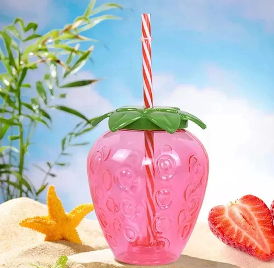 500ml Cartoon Kawaii Straw Water Bottle – Cute Portable Cold Drink Cup