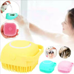 Silicone Bath Body Brush with Soap Dispenser | Soft Exfoliating Shower Scrubber & Massager | Random Colour