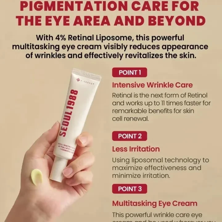 K-SECRET SEOUL 1988 Eye Cream: Retinal Liposome 2% + Fermented Black Bean – Advanced Anti-Aging & Brightening Formula – 30ml