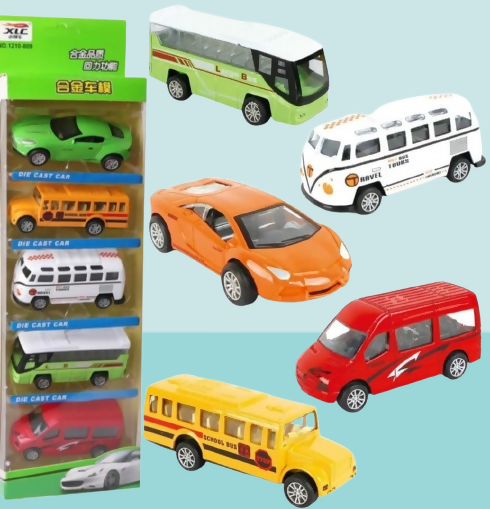5-Piece Die-Cast Car & Bus Set