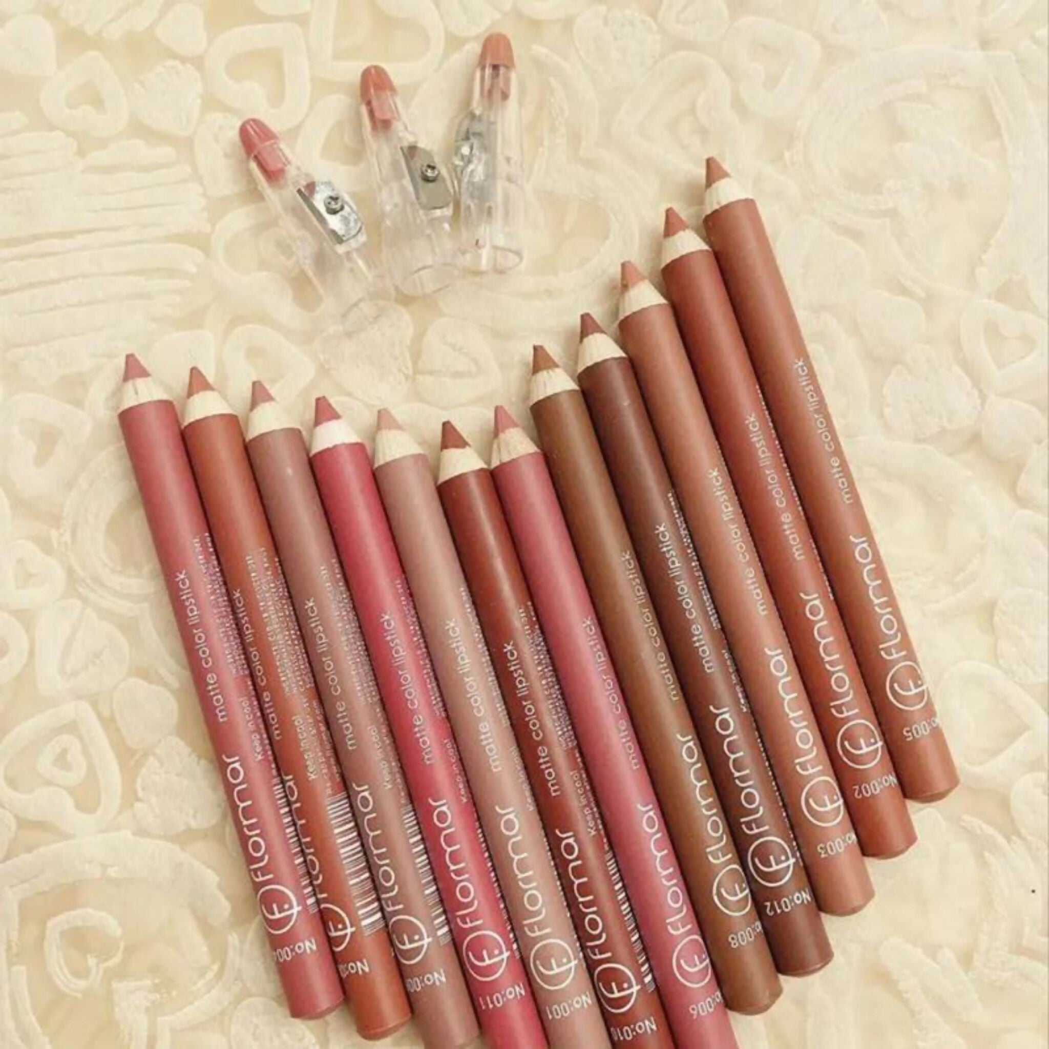 Set of 12/6 Pcs Matte Nude Lip Liners | Pigmented Lip Pencil Set