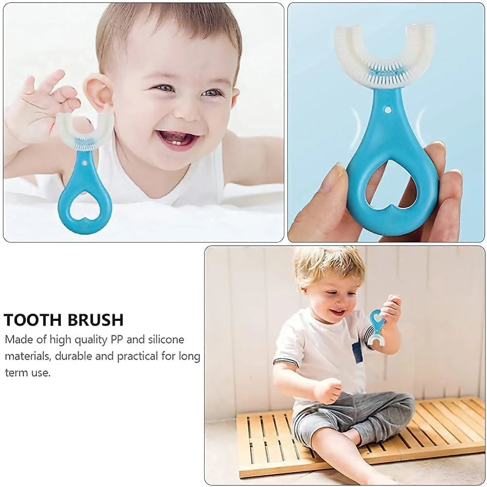 360° U-Shaped Baby Toothbrush | Soft Silicone Kids Oral Care & Teether Brush (Random Color)