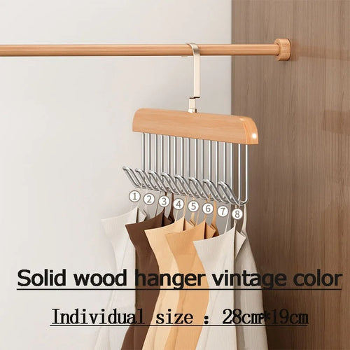 8 Hooks Multi-Function Wooden Hanger – Organizer for Caps, Belts & Accessories
