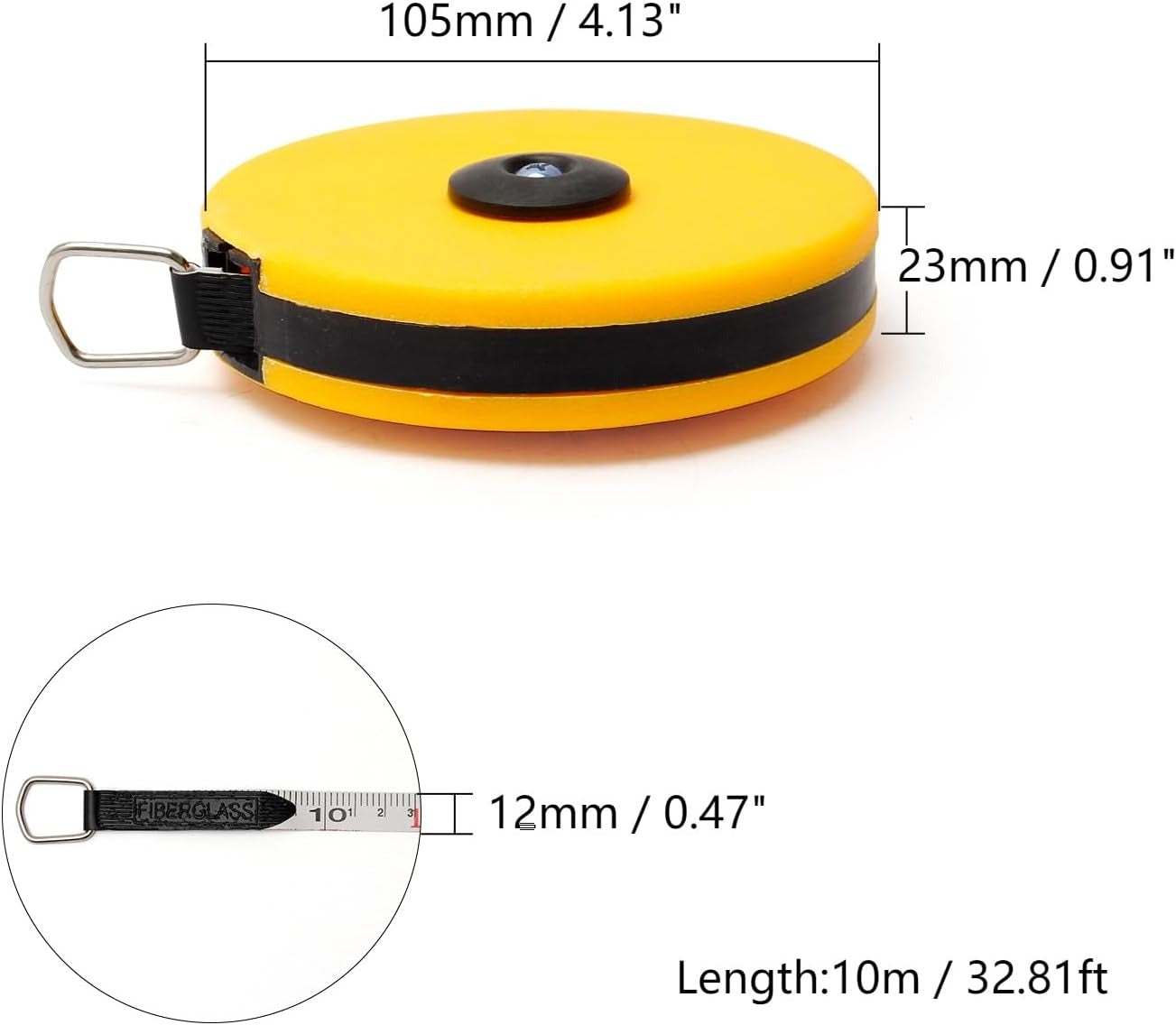 10M Double-Side Metric Fiberglass Measuring Tape Reel