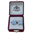 Cuff links Stud Button, Silver Square & Premium Formal Accessories