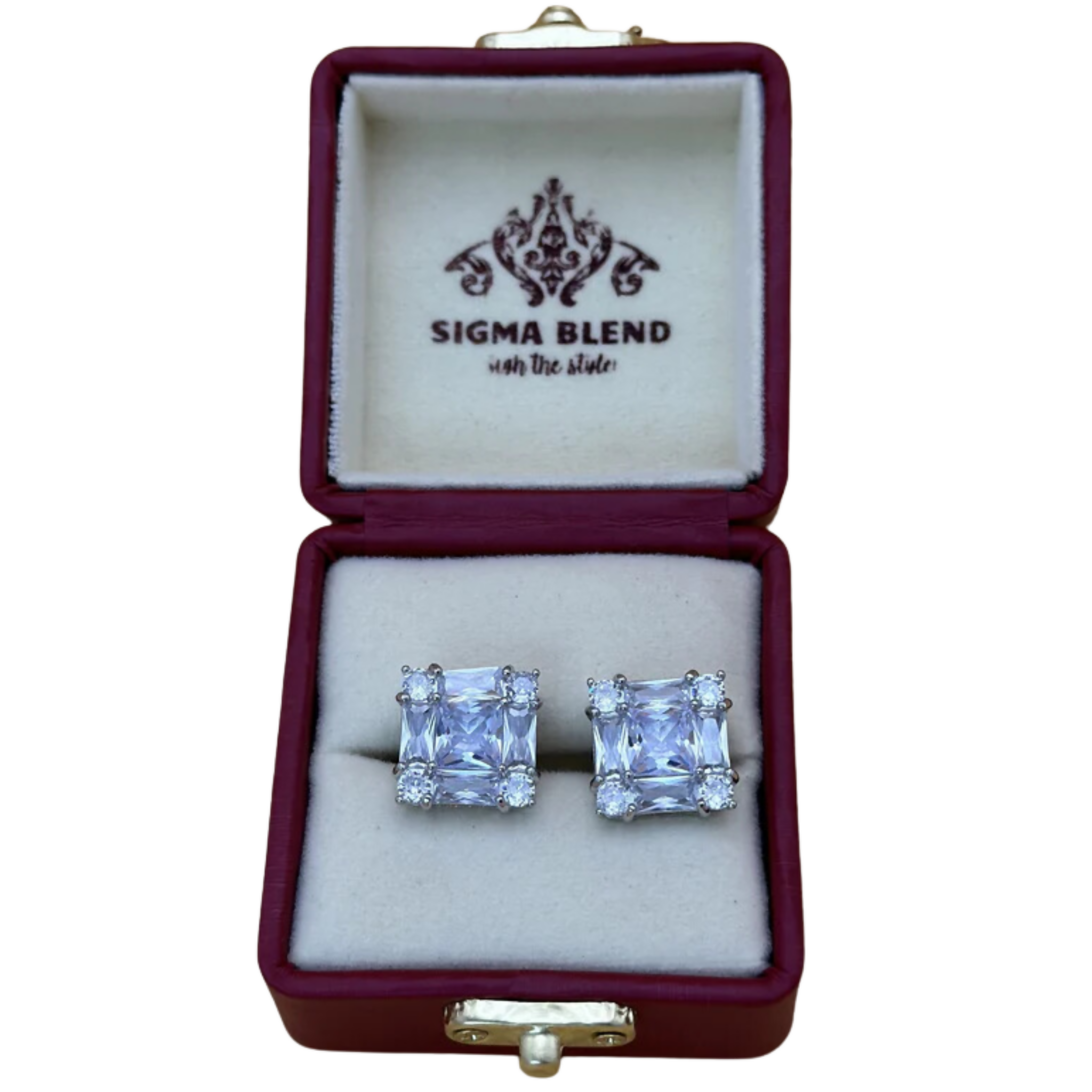 Cuff links Stud Button, Silver Square & Premium Formal Accessories