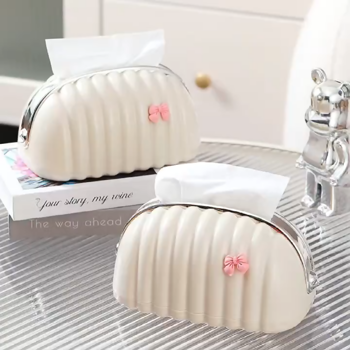 Luxury shell shape Tissue Box _ elegant wave Pattern paper Napkin Dispenser for Home & office Decor
