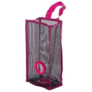 Plastic Bag Holder, Dispenser Hanging Storage Mesh Garbage Big/Trash Bags Organizer Recycling Grocery Shopping Pocket Hanging Containers for Kitchen – Random Color