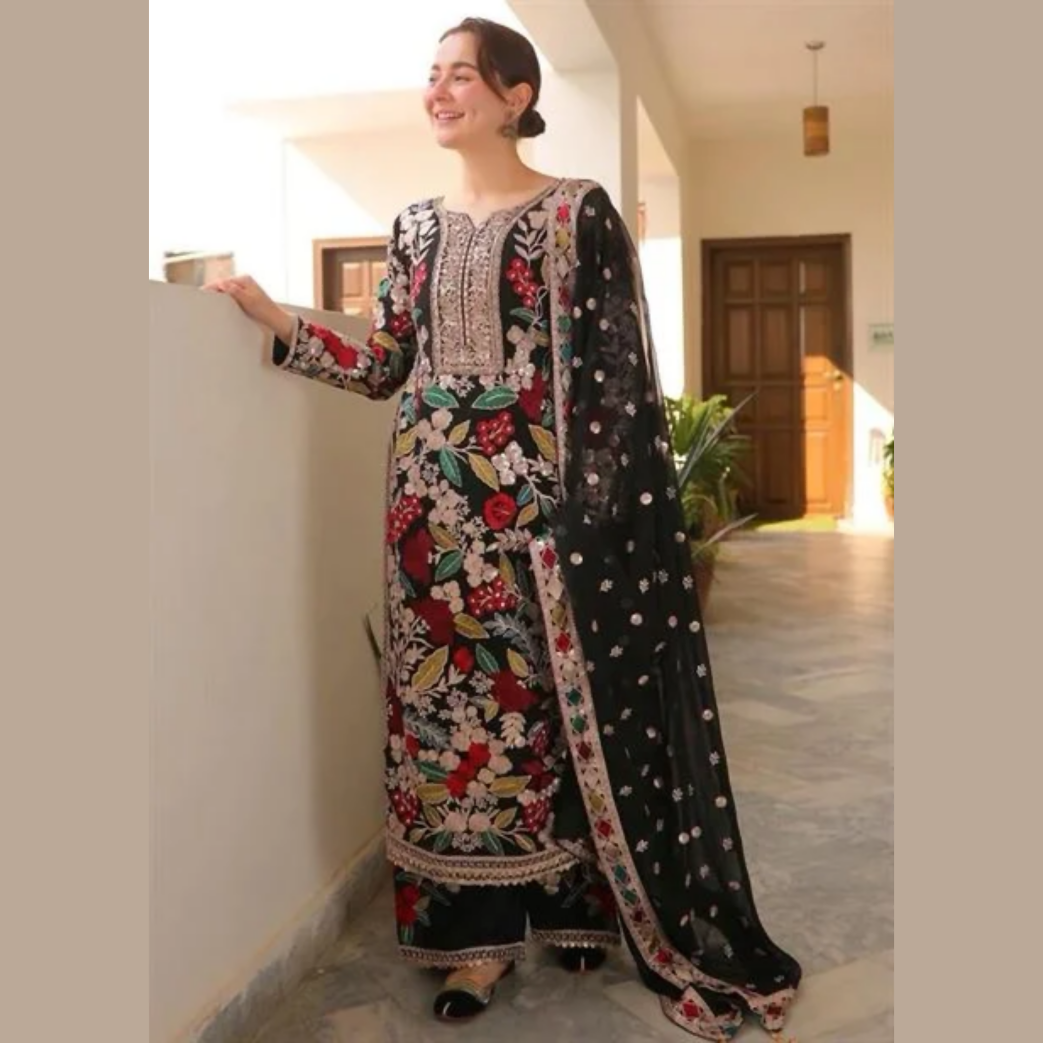 Unstitched Suit, Black Luxury Lawn Collection & Pure Lawn Fabric, for Women