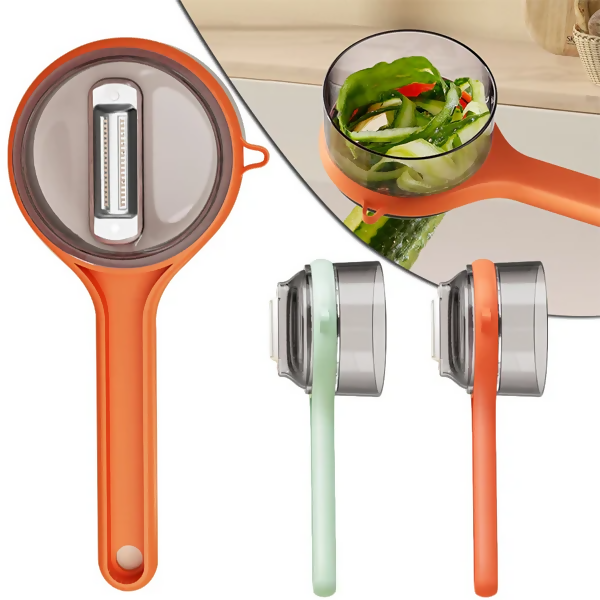 Multi‑Functional Vegetable & Fruit Peeler | With Integrated Storage Container | Easy Kitchen Tool – 7 inches (Random Colour)