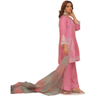 Lilac Embroidered Outfit with Organza Dupatta