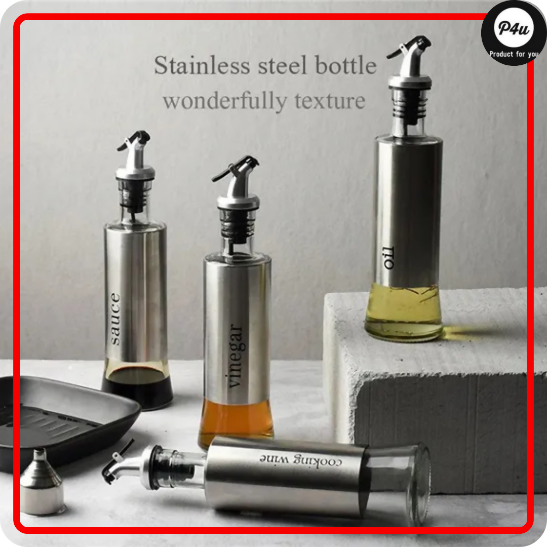 Olive Oil & Vinegar Glass Dispenser – 300ml Leak-Proof Kitchen Bottle with Dropper