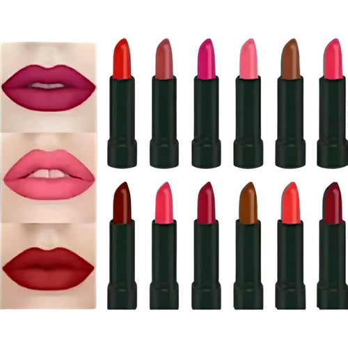 12 Pcs Matte Lipstick Set – High Pigment Colors | Action.pk