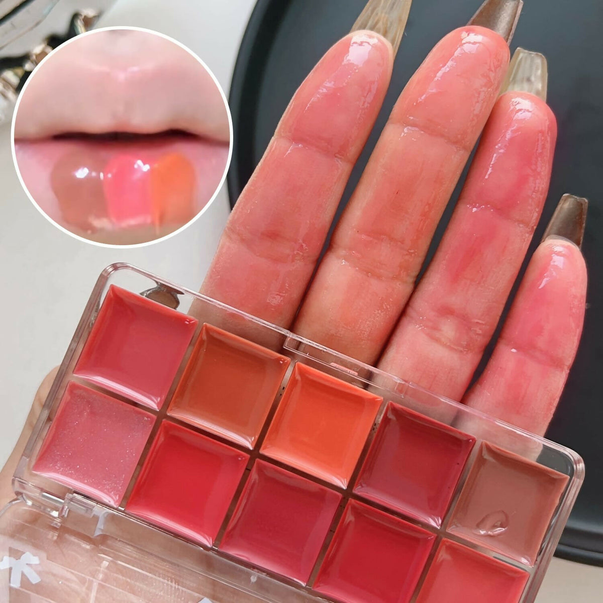 10 in 1 Lipstick & Blush Palette Creamy Matte Makeup Palette for Lips and Cheeks