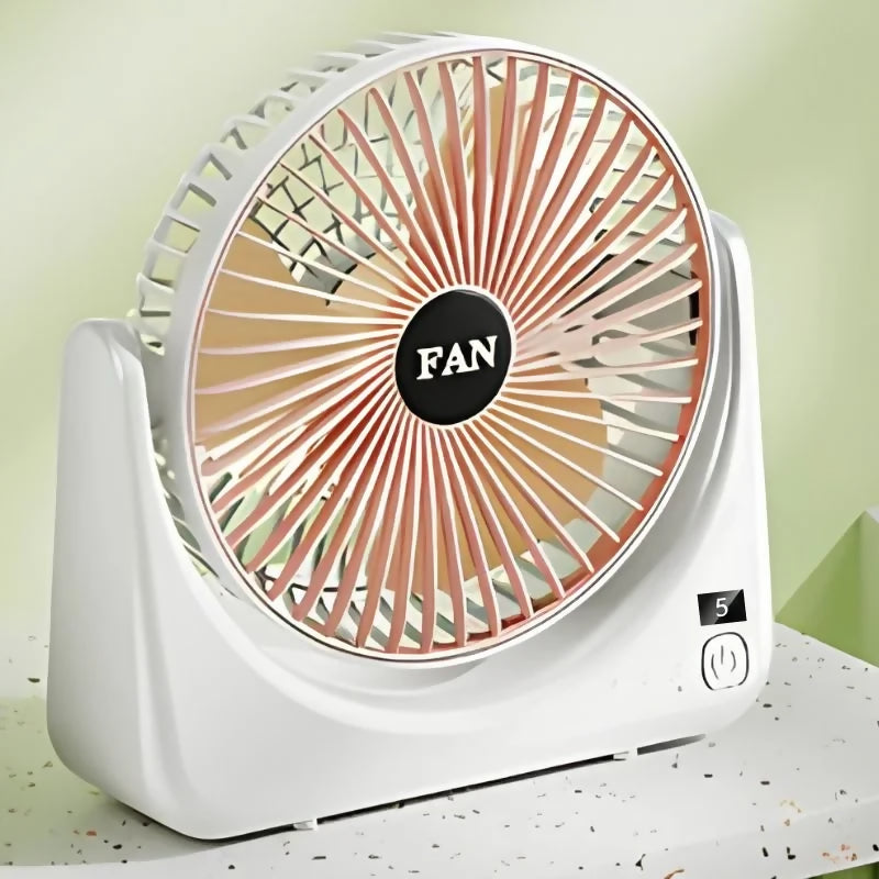 Circular Rechargeable Desktop Fan | Model QL-01 | 3 Speed Personal Cooling Fan | Quiet Air Circulator for Home, Office & Travel | Random Color