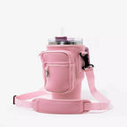 40oz Tumbler Bag with Phone Pocket – Insulated Cup Holder Carrying Bag with Adjustable Strap, Pink