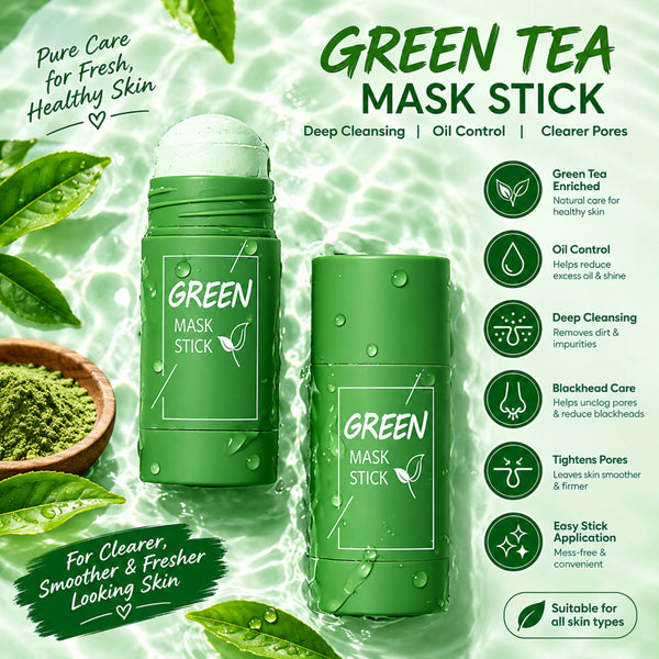 Magic Green Tea Stick Mask – Oil Control & Deep Cleansing Clay Mask for Blackheads and Pores