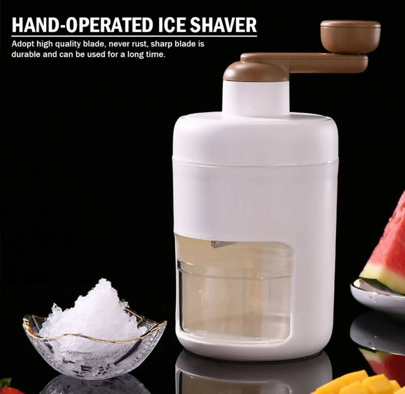 Manual Ice Shaver & Gola Ganda Maker – Portable Ice Crusher Machine for Home Use with Stainless Steel Blades