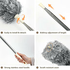 Grey Flexible Microfiber Duster – Bendable Long Reach Cleaning Brush for Home & Office