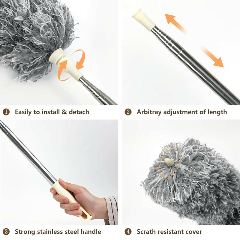 Grey Flexible Microfiber Duster – Bendable Long Reach Cleaning Brush for Home & Office