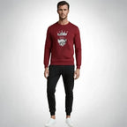 KING Printed Maroon Tracksuit Sweatshirt & Trouser | Warm & Comfortable Winter Wear | Large