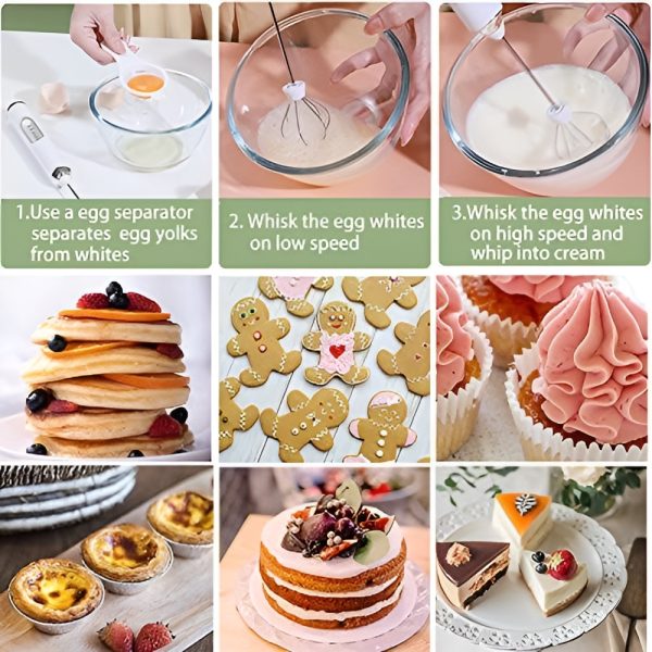 Electric Milk Frother, Whisk Egg Beater USB Rechargeable