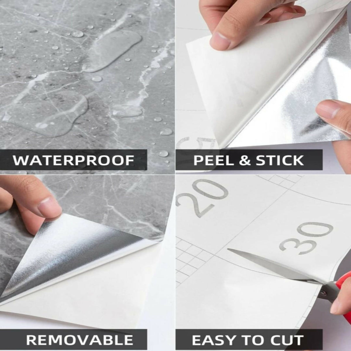 White Marble Sheet Sticker For Kitchen