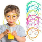Funny Silly Straw Glasses for Kids and Adults – Creative Flexible Drinking Straw Eyeglasses Fun Party Accessory (Random Color)