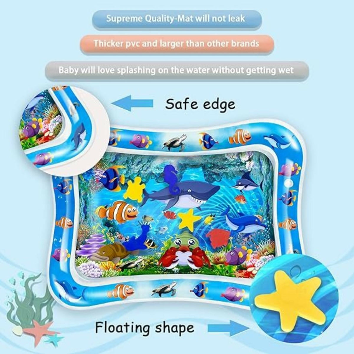 Inflatable Leakproof Tummy Time Water Mat for Kids